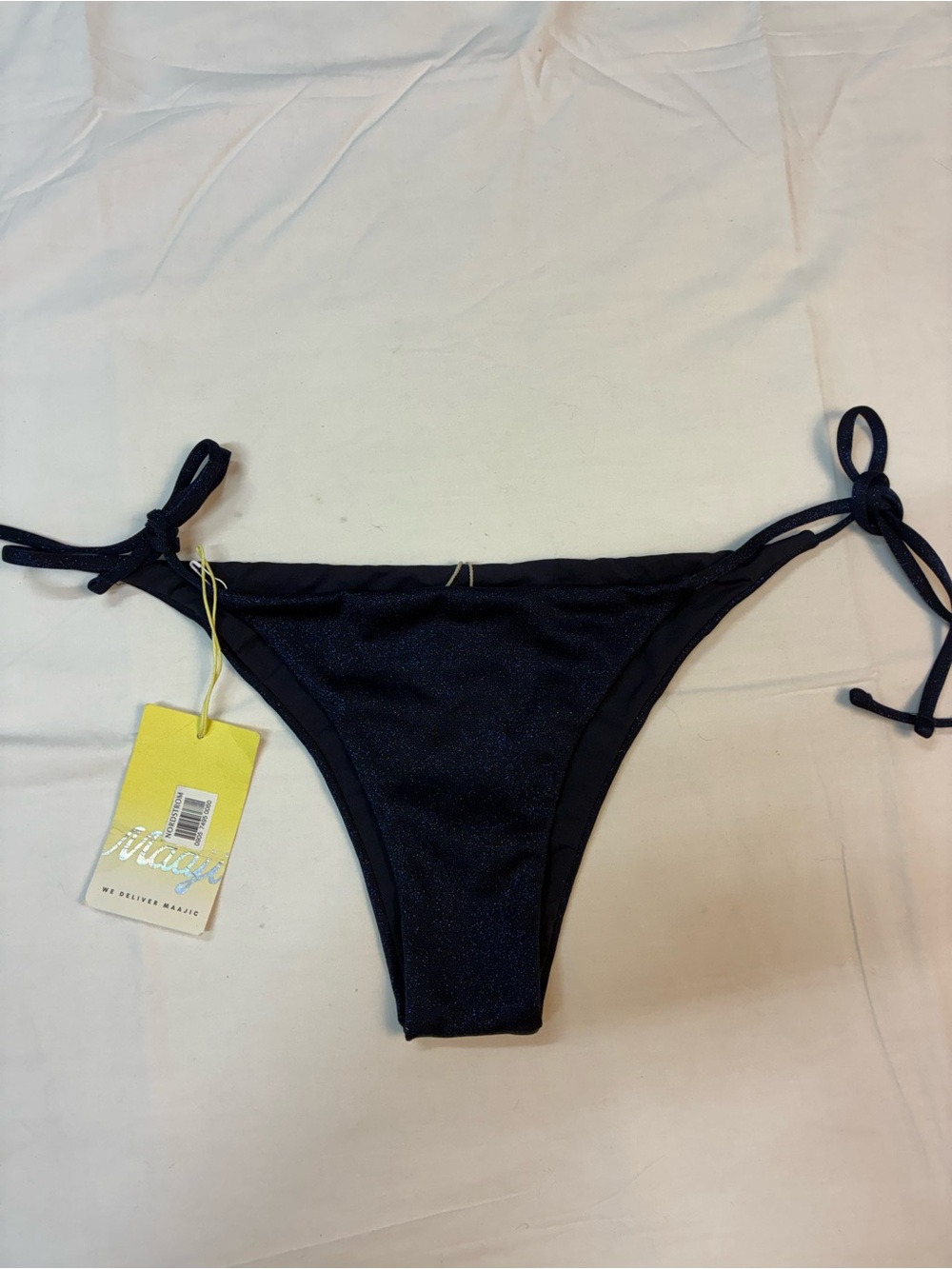 NWT Maaji Low Rise Tie Side Bikini Bottom in Navy M